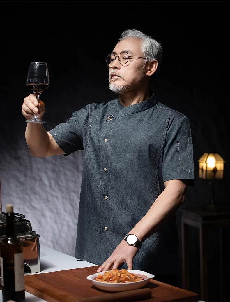 Men Head Chef Food service Kitchen Cooking Costume Pizzaiolo Cook Uniform Restaurant Chef's Jackets Bakery Cafe Working Clothes - AIAZ