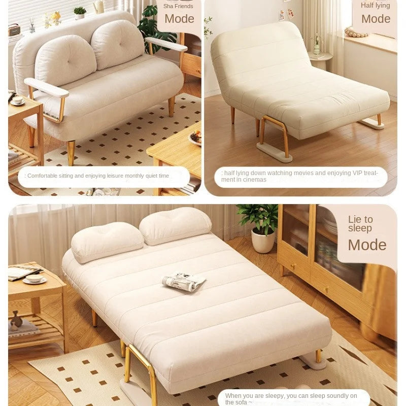 Folding Sofa Bed Dual Use Single Small Unit Balcony Living Room Multi Functional Clouding Stretching Relaxing Sofa Two Seat