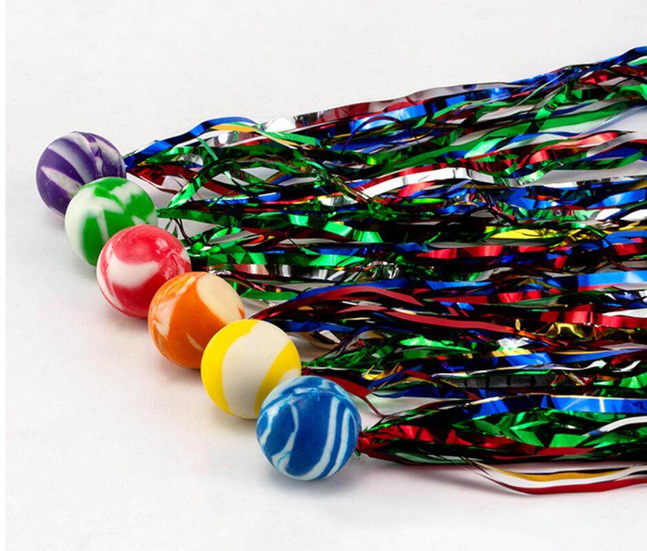 10Pcs 25mm Bouncy Balls with Colorful Streamers Outdoor Toys for Kids Birthday Party Favors Christmas Thanksgiving Pinata Gifts - AIAZ