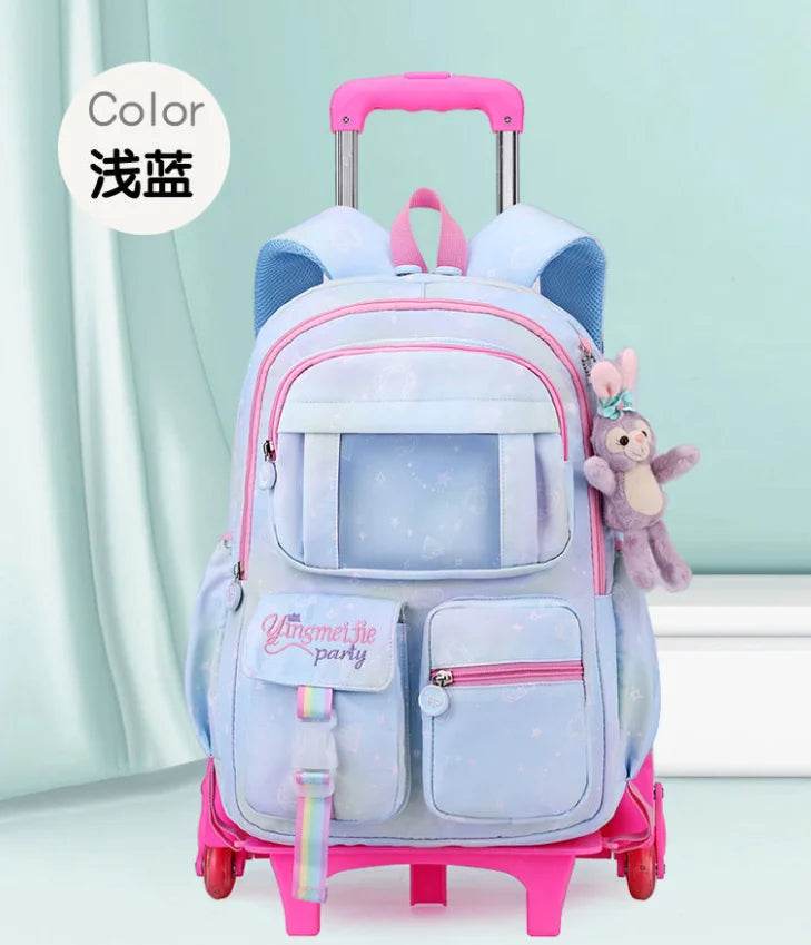 School Rolling backpack Bags school wheeled backpack for girls kids School trolley bag for girls school bag wheels for girls - AIAZ