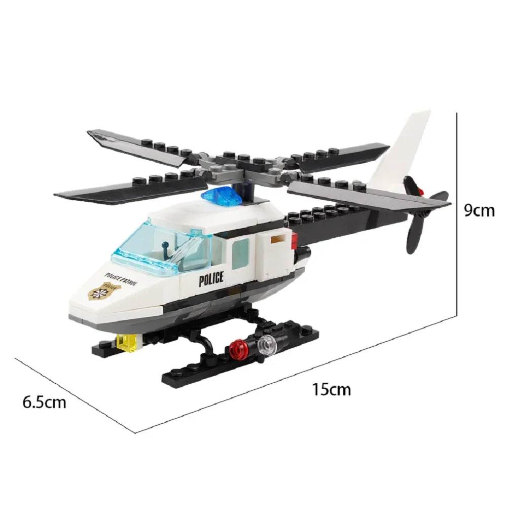 Children Education Toys DIY Block Patrol Helicopter Police Car Assembly Set Up Puzzle Kids Fun Boy Gifts - AIAZ