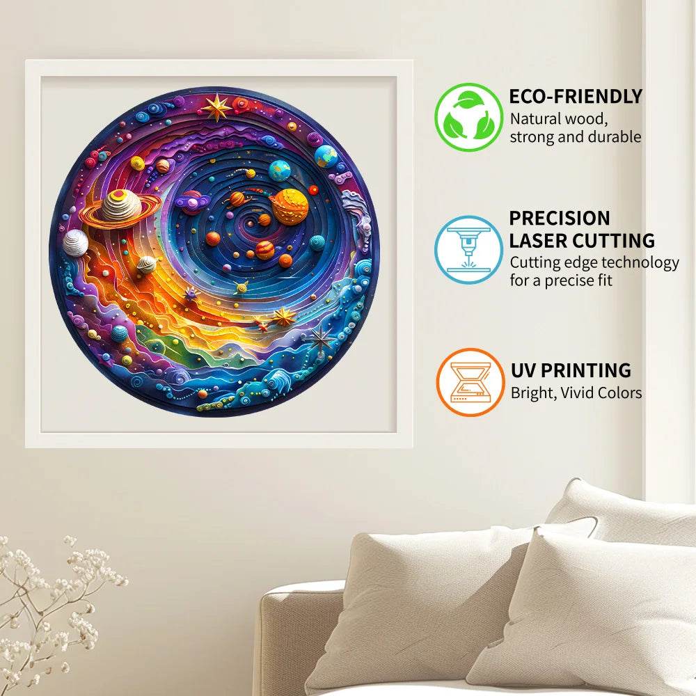 A Space Themed Wooden Puzzle Suitable For Adults - Challenging Irregular Shaped Intellectual Puzzle, Environmentally Friendly - AIAZ