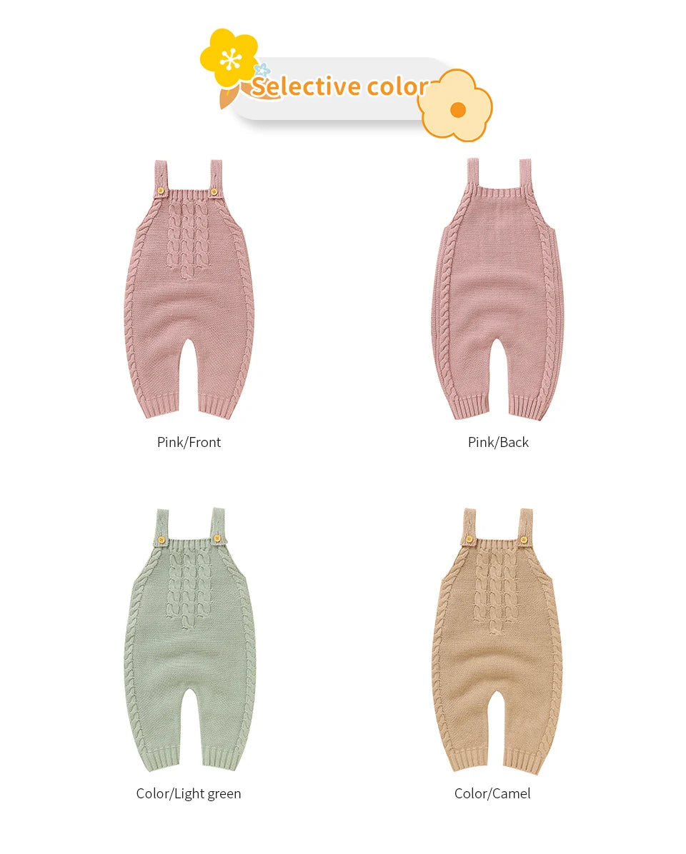 Infant Boys Girls Sleeveless Rompers Clothes 0-18m Newborn Babies Solid Color Knitted Jumpsuits Outfit Spring Fall Children Wear