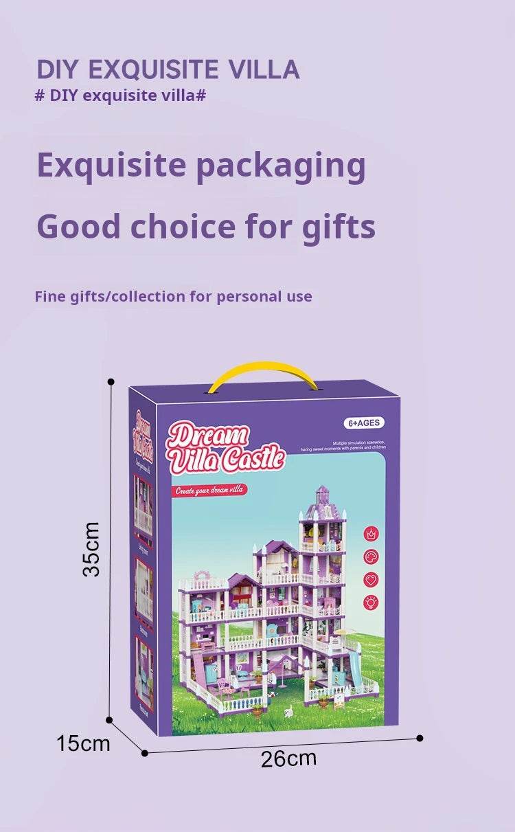 3D DIY Fantasy Princess Castle Villa Assembly Doll House Set Toys, Girls Home Toys & 3D Kids Toys - AIAZ