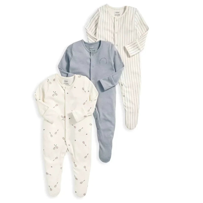 IYEAL 2025 Spring Newborn Clothing Infant Jumpsuits 100% Cotton Long Sleeve Baby Boys Girls Clothes Pajamas 3Pcs/Lot