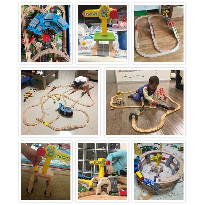 DIY Children Wooden Train Rail Track Accessories Toy Cross Track Railway Toys Compatible All Track for Kids Boys & Girls Gifts - AIAZ