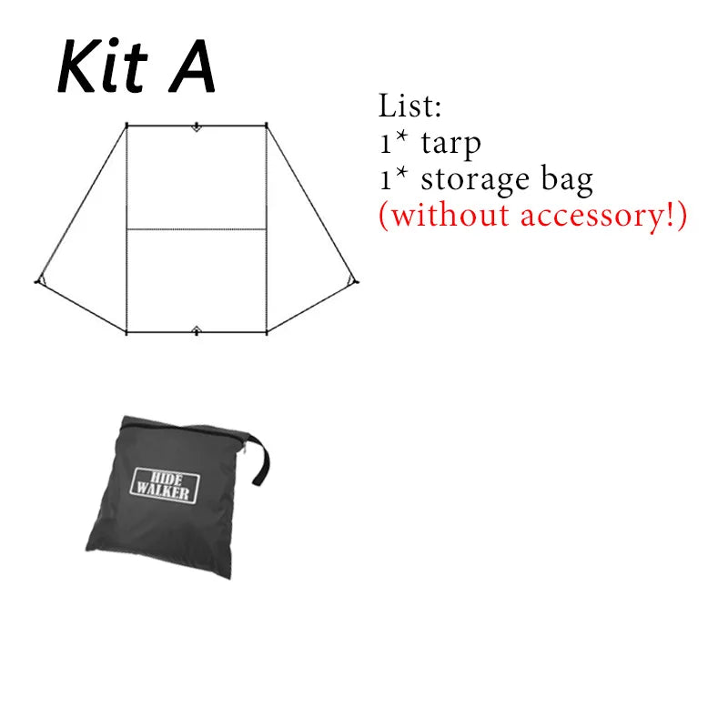 Bat Shape Car side Awning Black Coating Tarp 2x3 Outdoor Waterproof Camping Black Coated Car Rear Shelter Tent for SUV Van