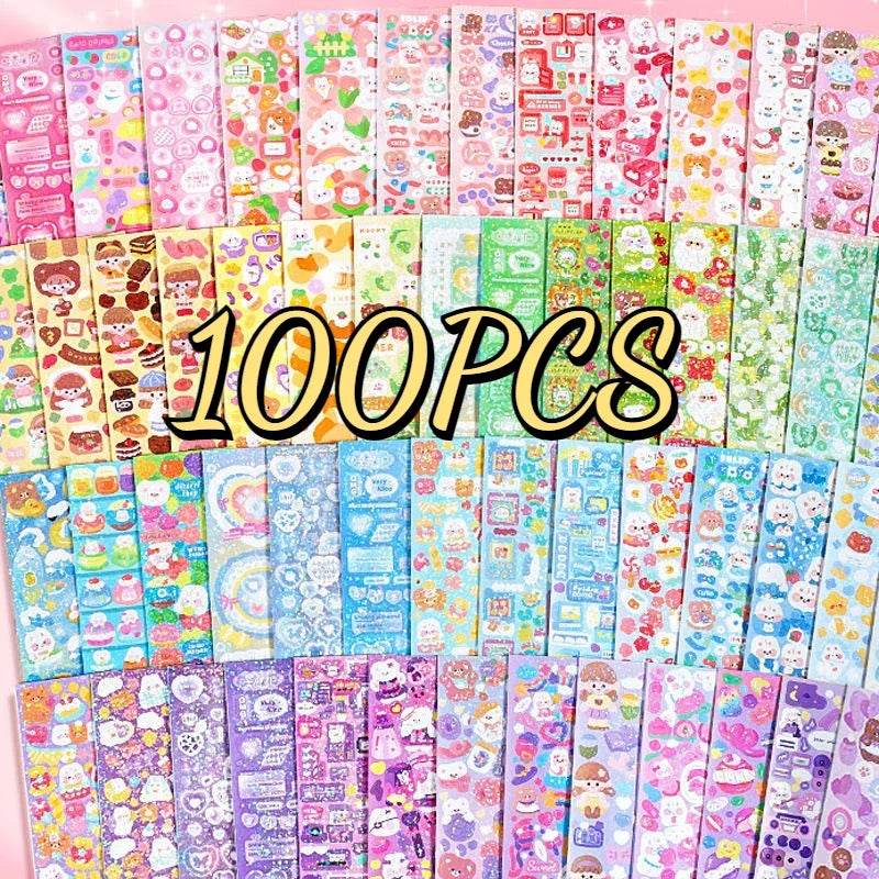 Kawaii Handbook Stickers Cartoon Collage Laser Student DIY Decorative Scrapbooking Journals Stationery Back School Supplies - AIAZ
