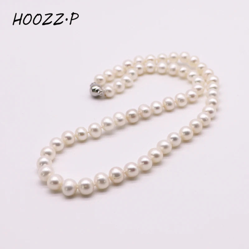 HOOZZ.P Natural Freshwater Pearl Necklace Fine Jewelry For Women Silver 925 Jewelry 2022 Elegant Gift  White 6-7mm AA Quality