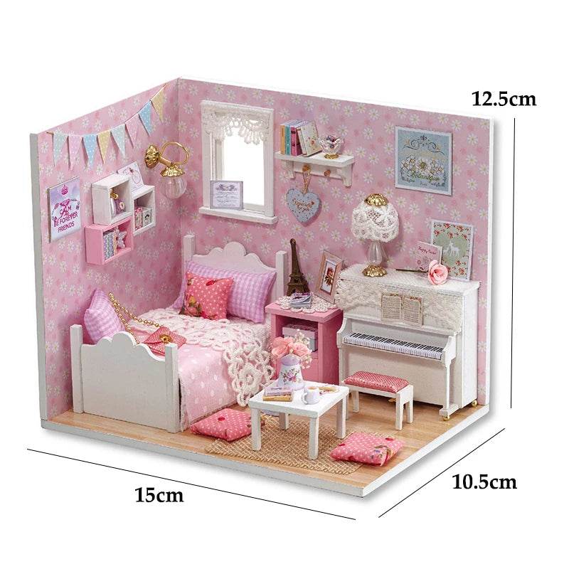 Kitten Mini Doll House 3D Puzzle Assembly Model Building Kit Creative Room Bedroom Decoration With Furniture Wooden Crafts Gifts - AIAZ