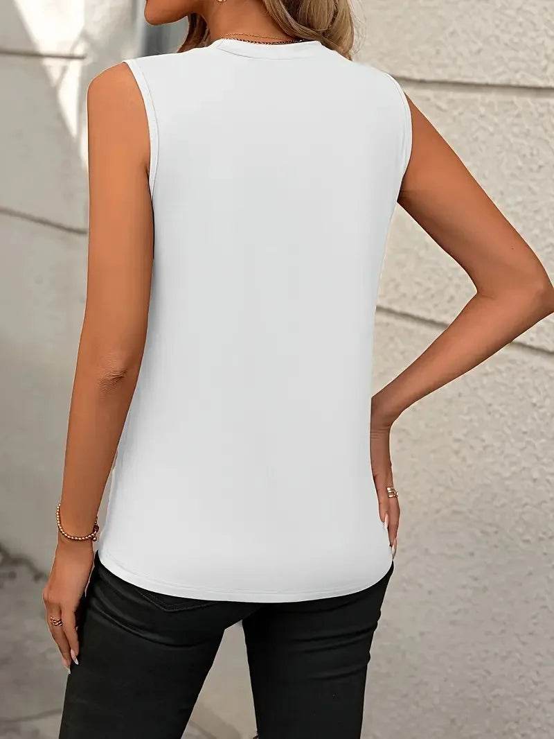 Women's Tank Top 2024 Summer Casual Splicing Cotton O Neck Loose Elegant Sleeveless Tops Women T Shirt Blusa Streetwear Clothing - AIAZ