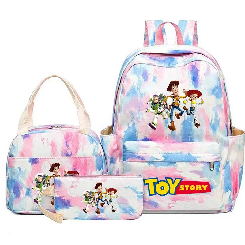 Toy Story Colorful Backpack Set With Tote and Pouch Large Capacity Lightweight And Breathable Outdoor Knapsack School Bags - AIAZ