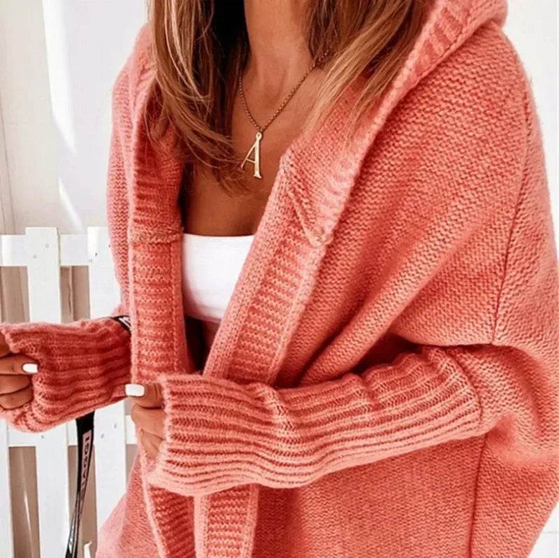 Women's Long Hooded Knitted Cardigan Sweater Warm Winter Overcoat Loose Fit Ladies Jumper Coat Knitwear Comfortable Knit - AIAZ