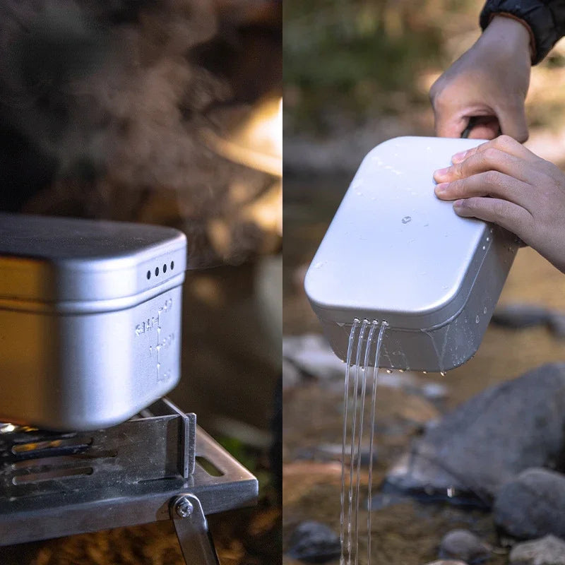 Campingmoon Hard Alumina Alloy Portable Heated Picnic Outdoor Camping Cookware Bento Lunch Meal Box