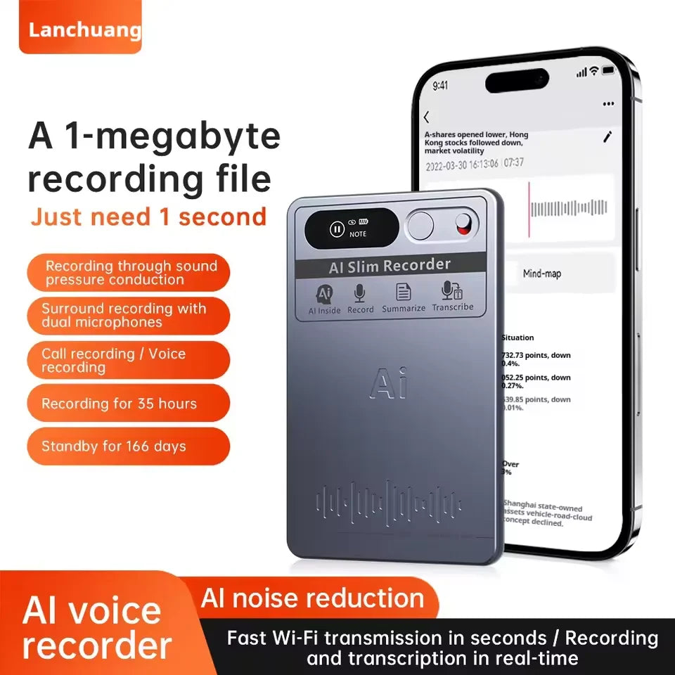 AI Voice Recorder, AI Notetaking Device for Meetings, Lectures, Calls, AI Transcription & Summarization Support 118 Languages