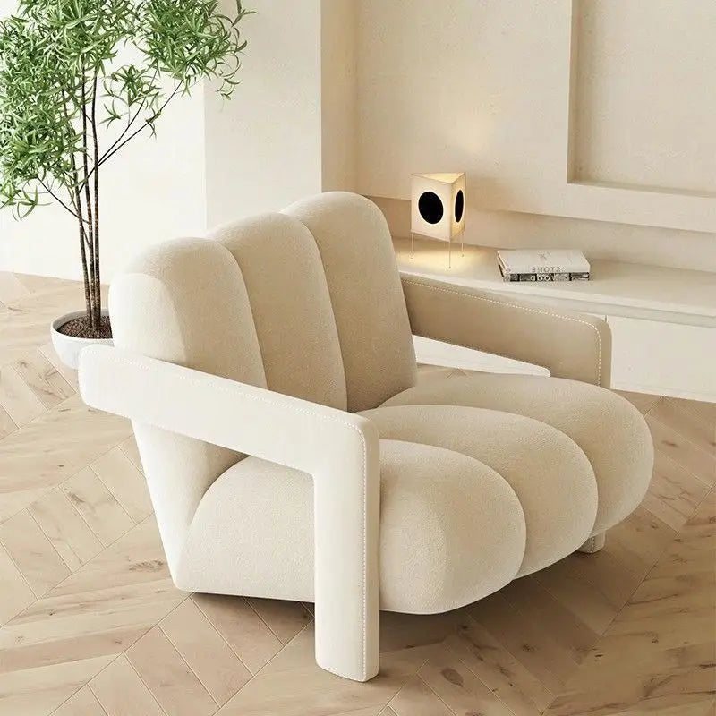 Cream Style Single Lounge Chair Light Luxury Sofa Designer Wool Living Room Reception Single Chair
