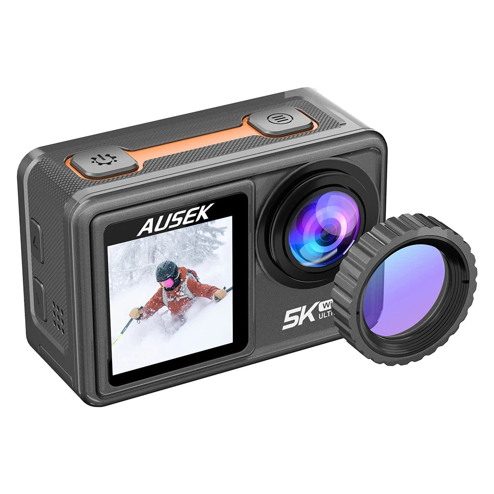 2" IPS Dual Screen Action Camera 5K 30FPS  4K 60FPS 48MP EIS Video With Optional Filter Lens 1080P Webcam Vlog WiFi Sports Cam
