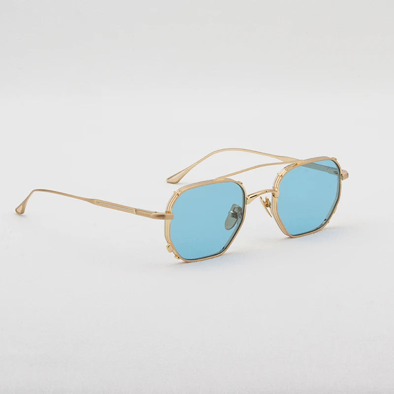 MARBOT Sunglasses Double Bridge Design Handmade Quality Alloy Rectangular Designer Brand Classic Alloy Glasses Outdoor UV400