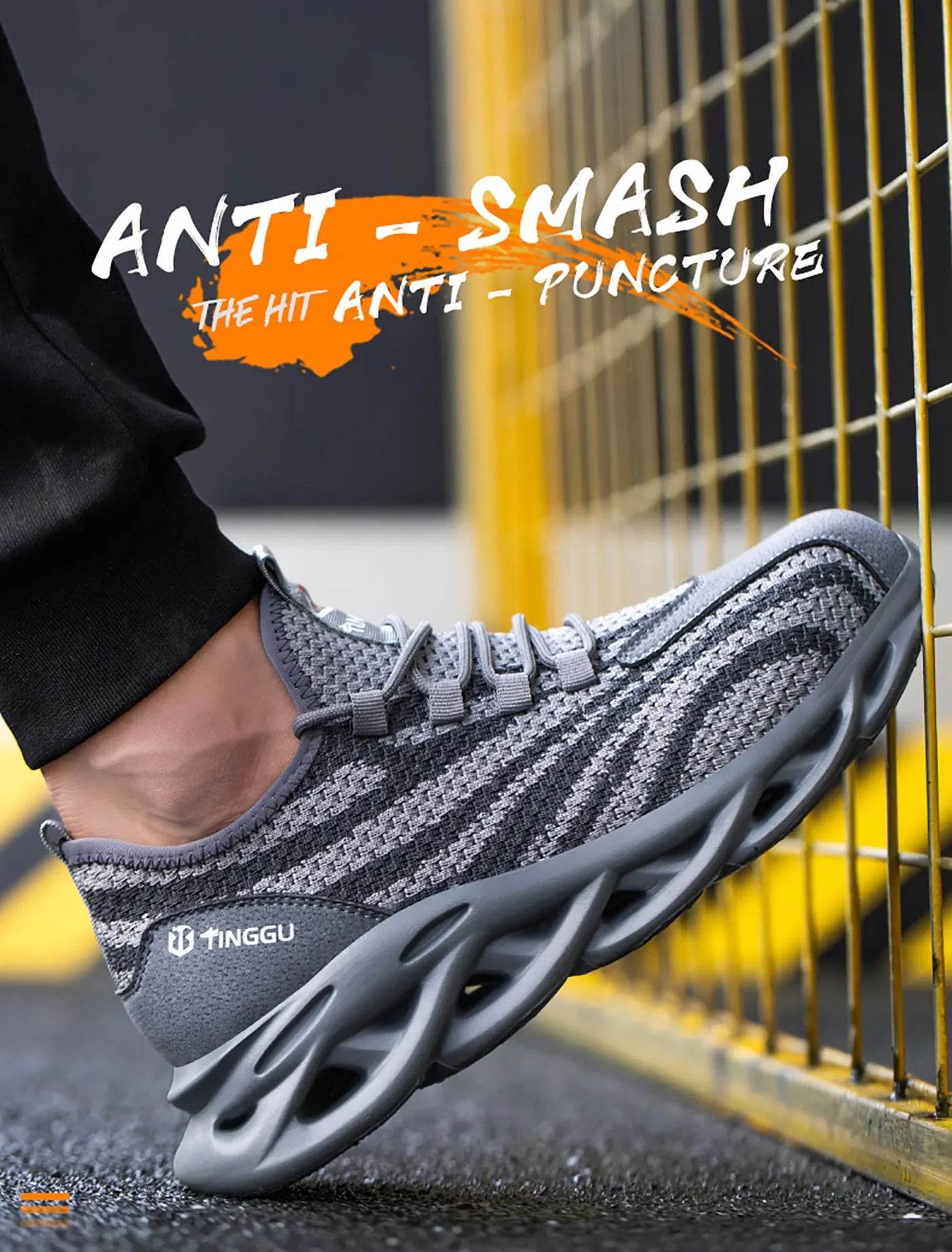Men's safety shoes are anti impact, anti puncture, soft, comfortable, breathable, anti slip, and wear-resistant work shoes - AIAZ