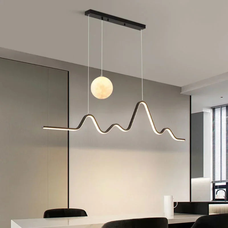 2023 Dining Table Modern Led Pendant Light Lamp For Modern Dining Room Kitchen Bar Designer Line Chandelier Lighting Decor