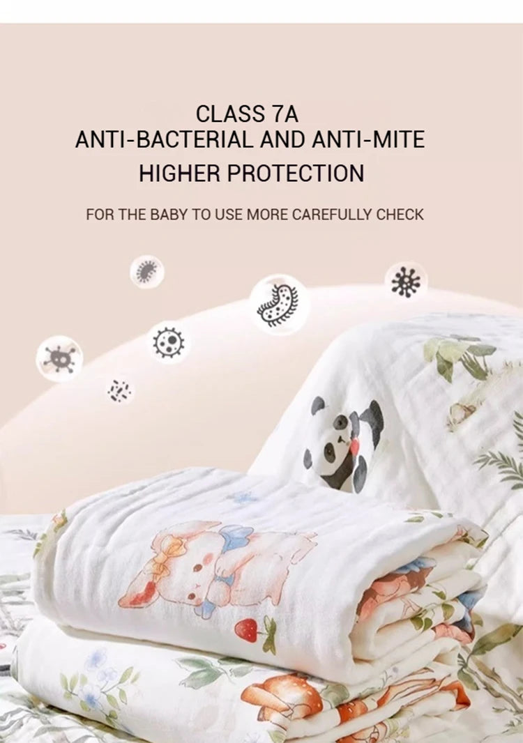 AIBEDILA Newborn baby bath towel pure cotton gauze bath towel Class A soft children's blanket absorbent newborn baby blanket