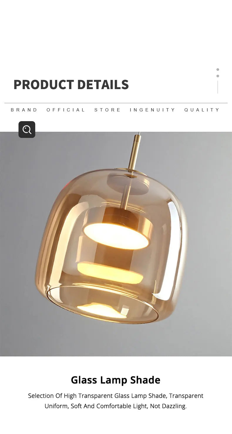 Nordic Glass Restaurant Pendant Lamp Simple Bar Hanging Lamp Dining Room Table  Ceiling Light
