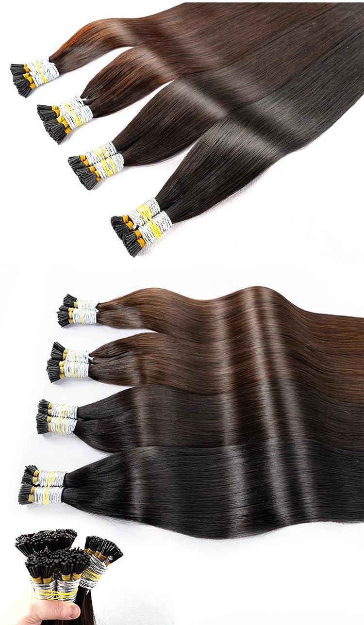I Tips Virgin Hair Extensions 27# For Black Women 100% Remy Bulk Hair I Tip Natural Hair Extensions Straight Natural Fusion 613#