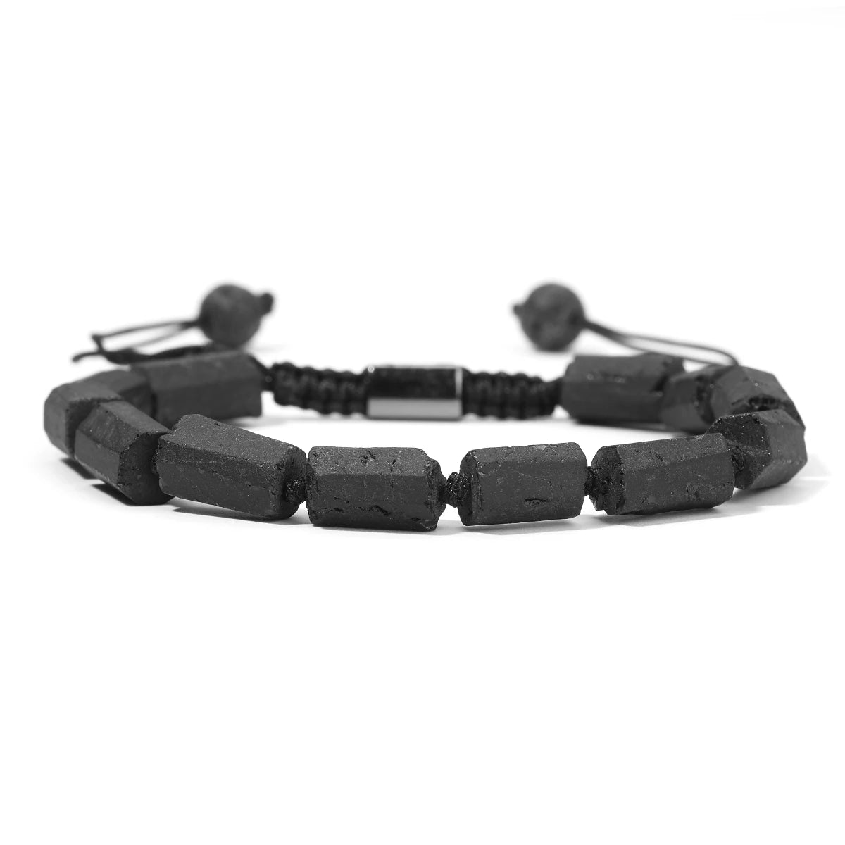 Classic Men's Braided Rope Bracelet Irregular Natural Stone Black Tourmaline Bracelet Balance Healing Energy Bracelet Jewelry