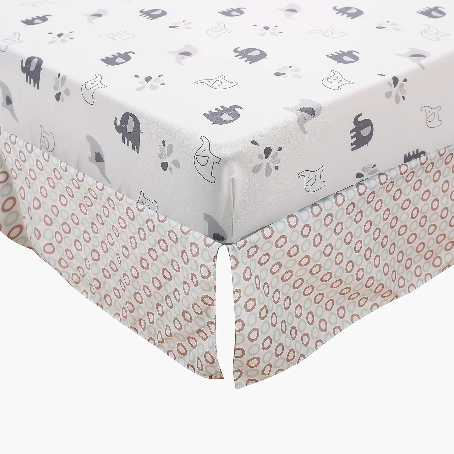 4Pcs Baby Bedding Crib Set Nursery Bedding Set Cot Bedding Set Infant Nursery Room (Comforter Fitted Sheet Crib Skirt Blanket)