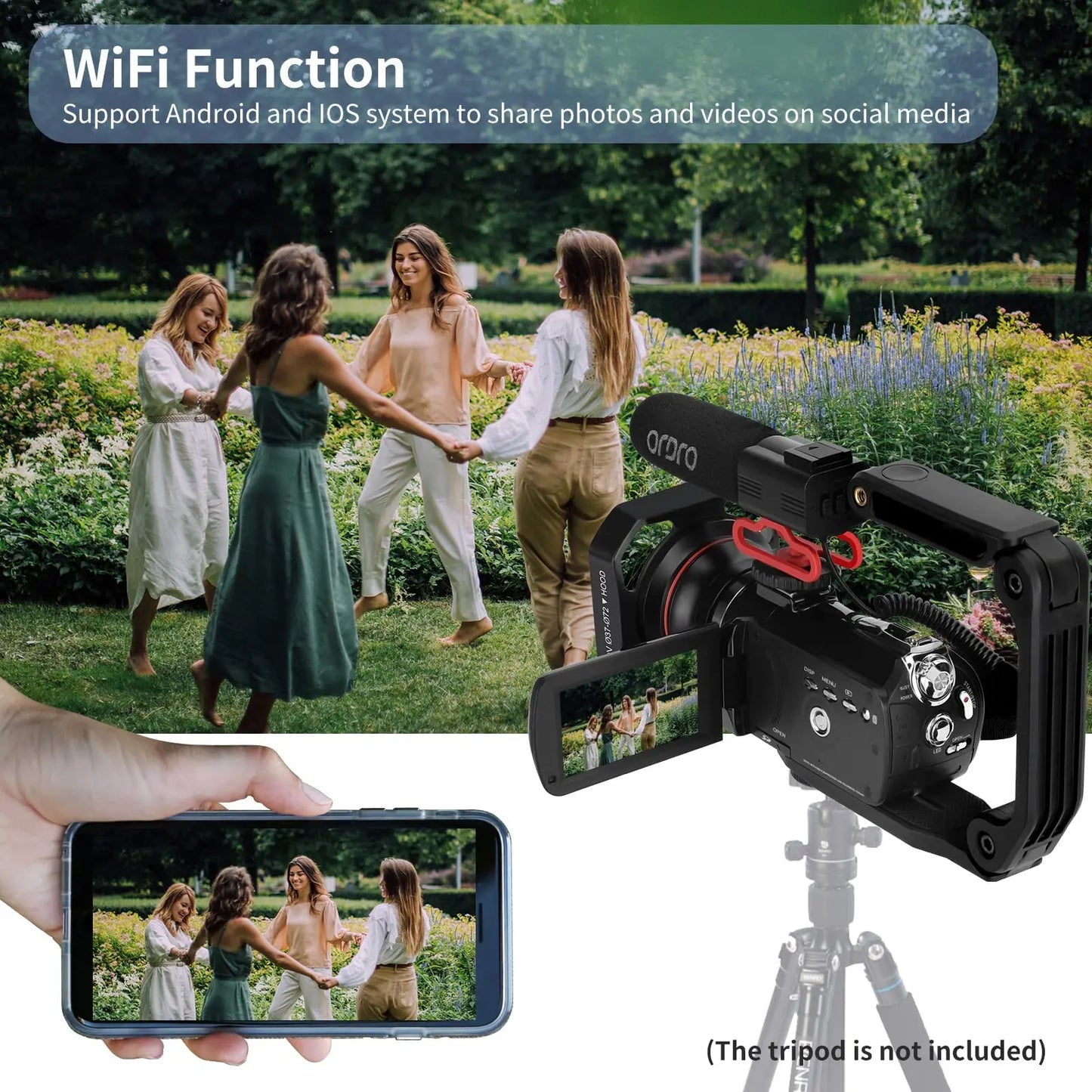 Live Streaming Camera 4K Digital Camcorder Ordro AC5PLUS 12X Optical Zoom for YouTube Vlog Church Wedding Videos Home Use
