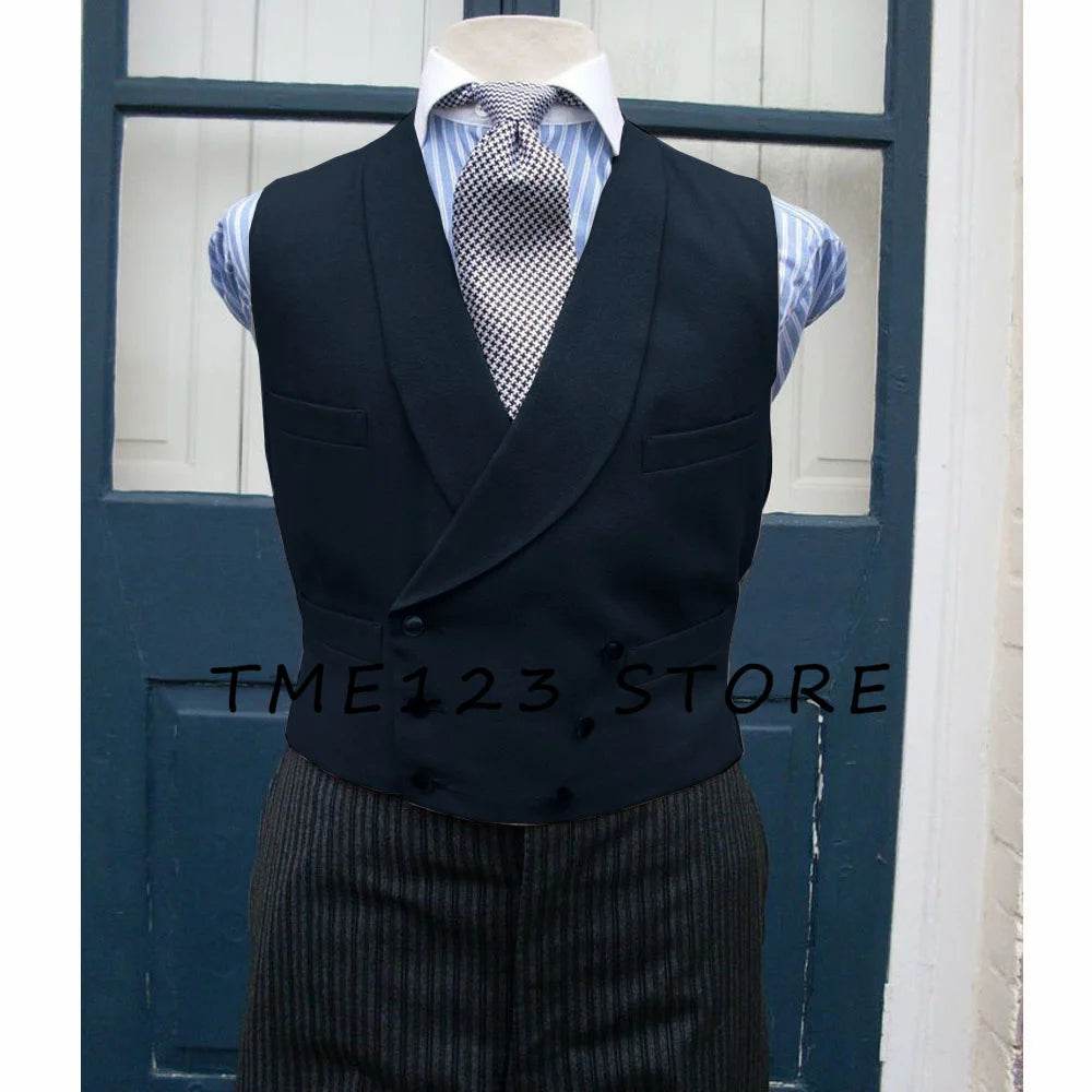 Men's Serge Casual Vest Business Double Breasted Vest Full Men's Suit Male Clothes Formal Suits Vests Clothing - AIAZ