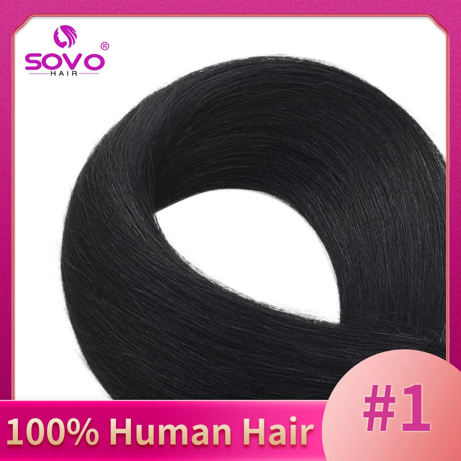 SOVO 100 Strands Nano Rings Human Hair Extensions Natural Blonde Micro Bead Loop Pre Bonded Remy European Straight Hair