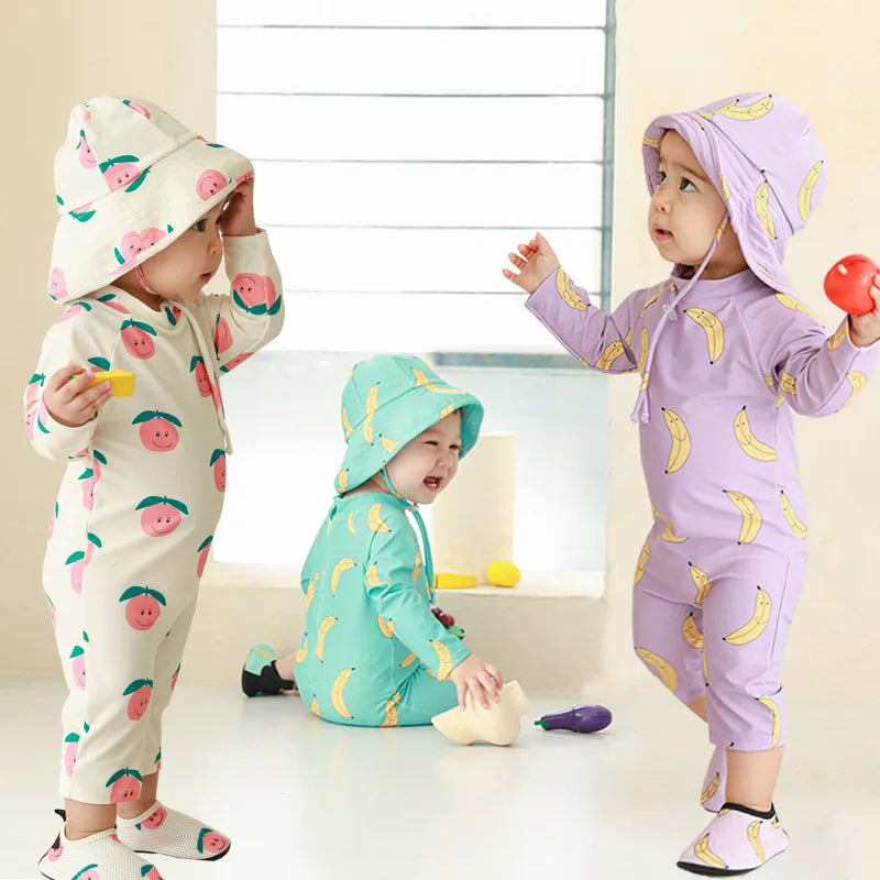 Children's one-piece swimsuit sun protection quick-drying baby underwater swimming suit boys and girls swimwear toddler swimsuit