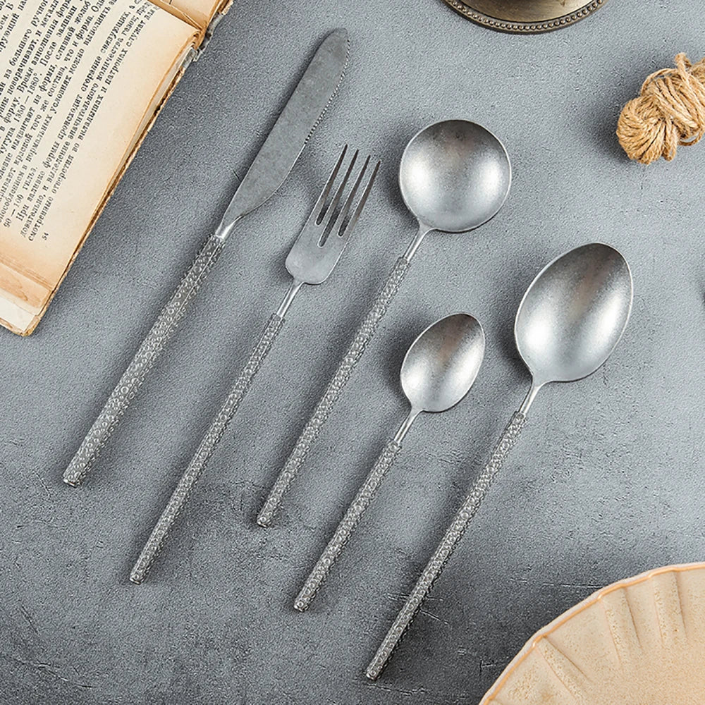 GH304 stainless steel snowflake sand Western food tableware diagonal tail knife fork spoon restaurant hotel home set