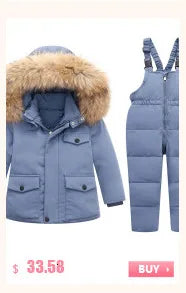 -30 degree Winter Ski Suit Plus Velvet Baby Jumpsuit Boy Overalls Warm Kids toddler girl Clothes Children Clothing coat overcoat