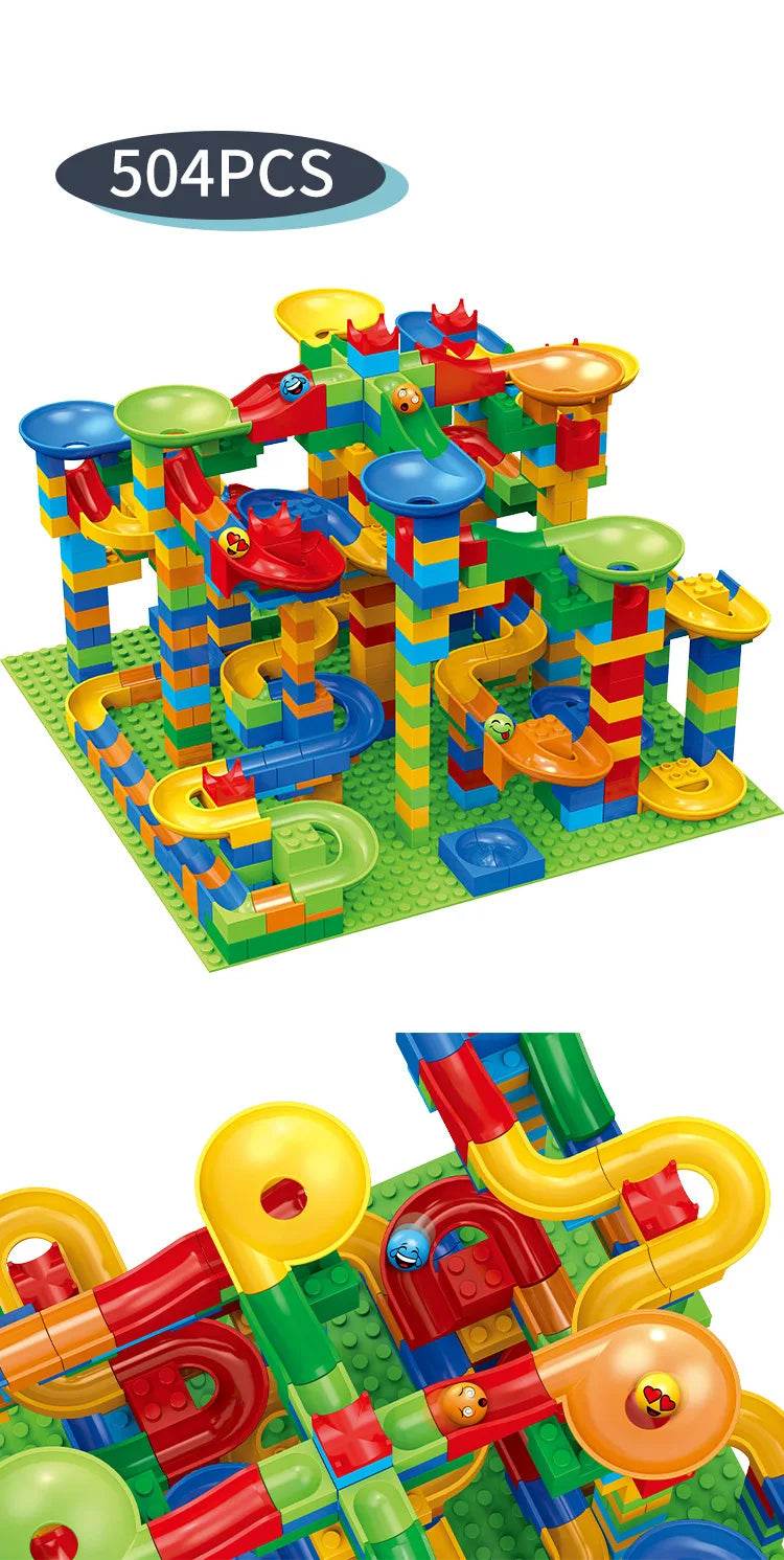 Marble Race Run Block Small Size Building Blocks Maze Ball Funnel Slide Blocks DIY Creative Bricks Assemble Toys Bulk Model Toys - AIAZ