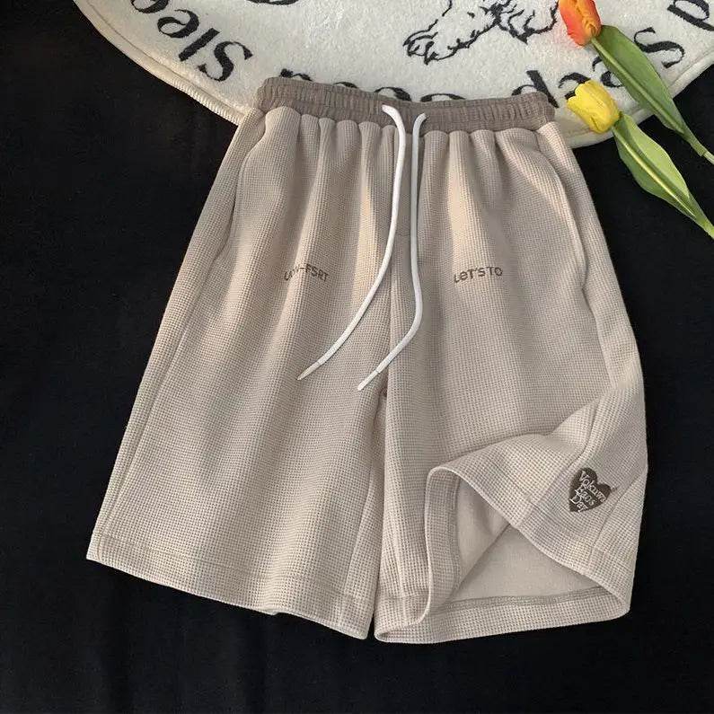 Men's Five-point Shorts Summer 2025 Korean Version Embroidered Loose Versatile Casual Shorts Trendy Sportswear - AIAZ