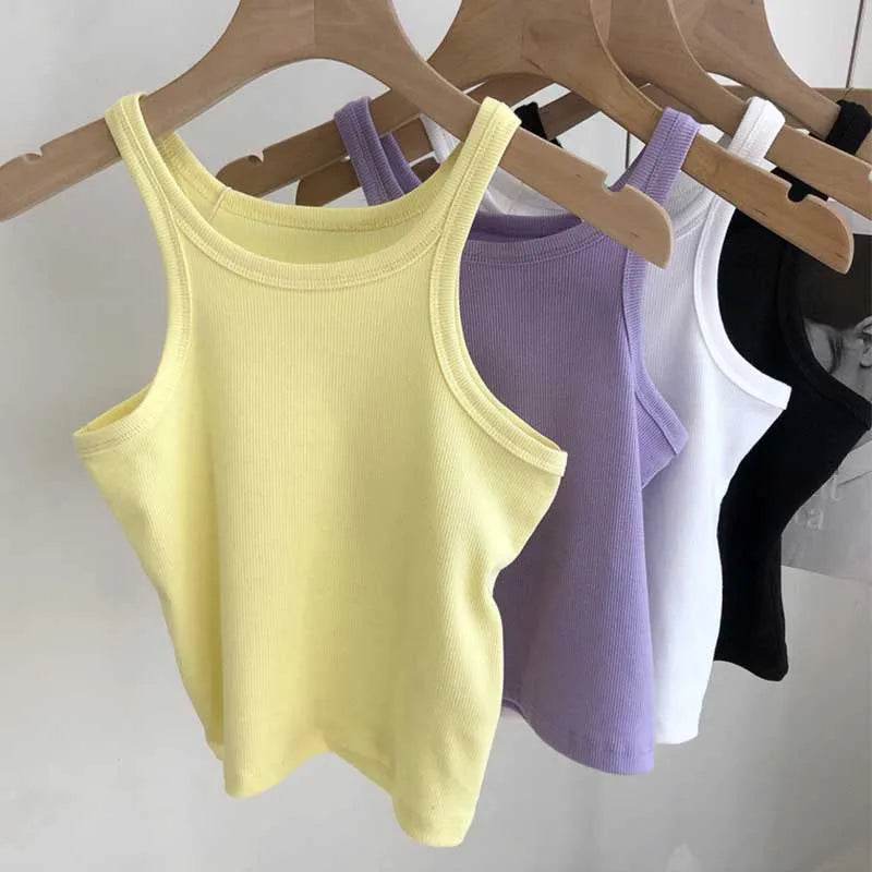 2024 Women Tank Tops Sexy Cropped Top Female Women Summer Camisole Camis Black White Sport Clothes For Women - AIAZ