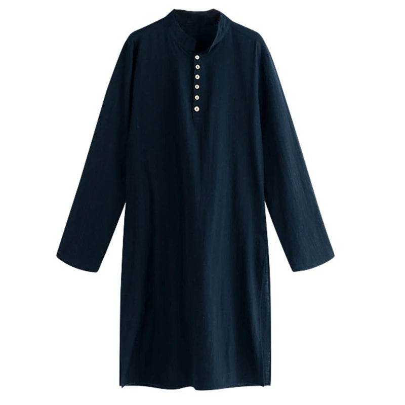 New Fashion Dubai Casual Kaftan Robe Stripes Muslim Dresses Abaya Shirt for Mens - AIAZ