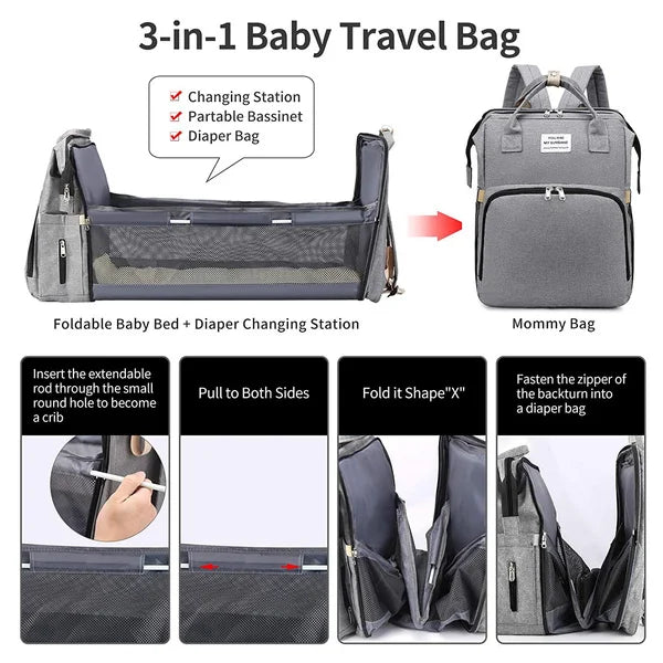 Mommy Bag Outdoor Bottle Carrier Diaper Bag Multi-functional Extended Bag Baby Seat Sleep Feeding Bag Large Capacity Backpack