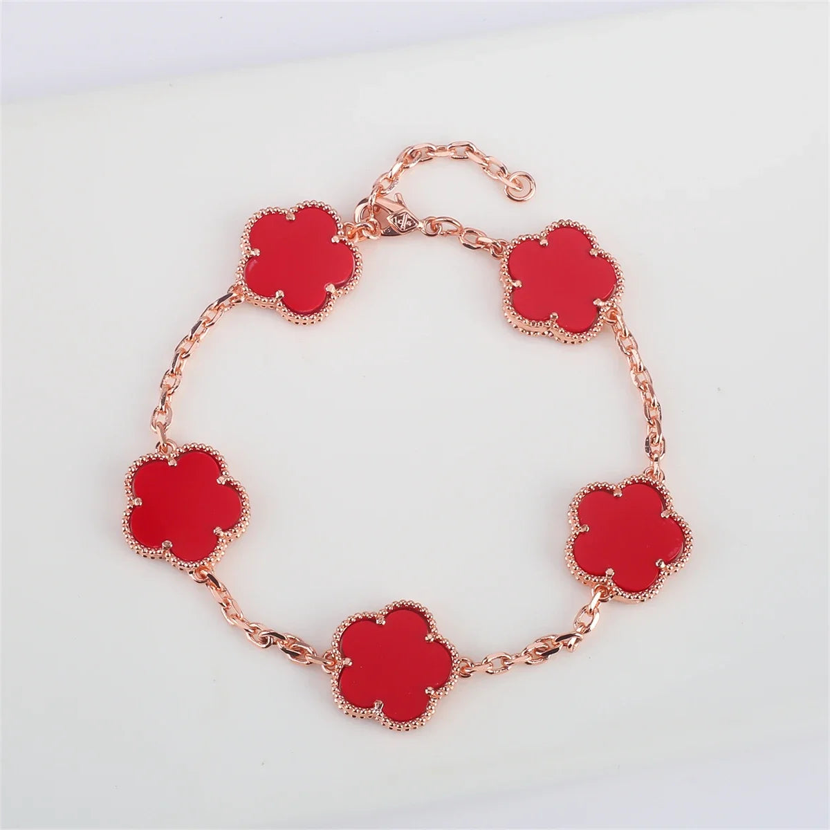 Hot Sale 11 Color Natural Stone Five Leaf Flower Plant Adjustable Bracelet Classic for Woman Fashion Party Jewelry Gift Clover