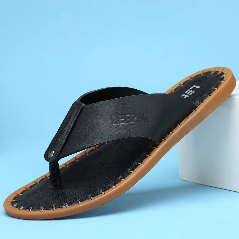 2024 Hot Selling Summer Anti Slip Men's Flip Flops Beach Camping Shoes Men's Home Flat Shoes High-quality Handmade Soles