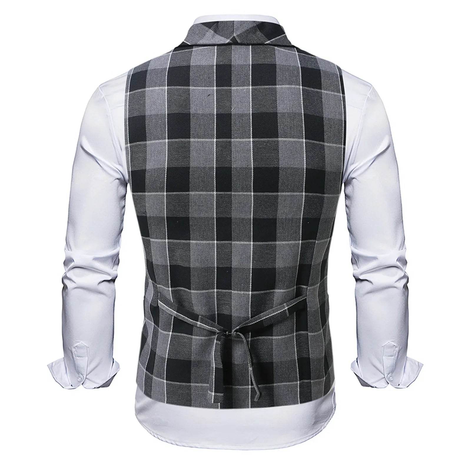 2025 Men's Spring Casual Single Button Suit Vest V Neck New Style British Men's Suit Vest Waistcoat Formal Business Suit Vest - AIAZ