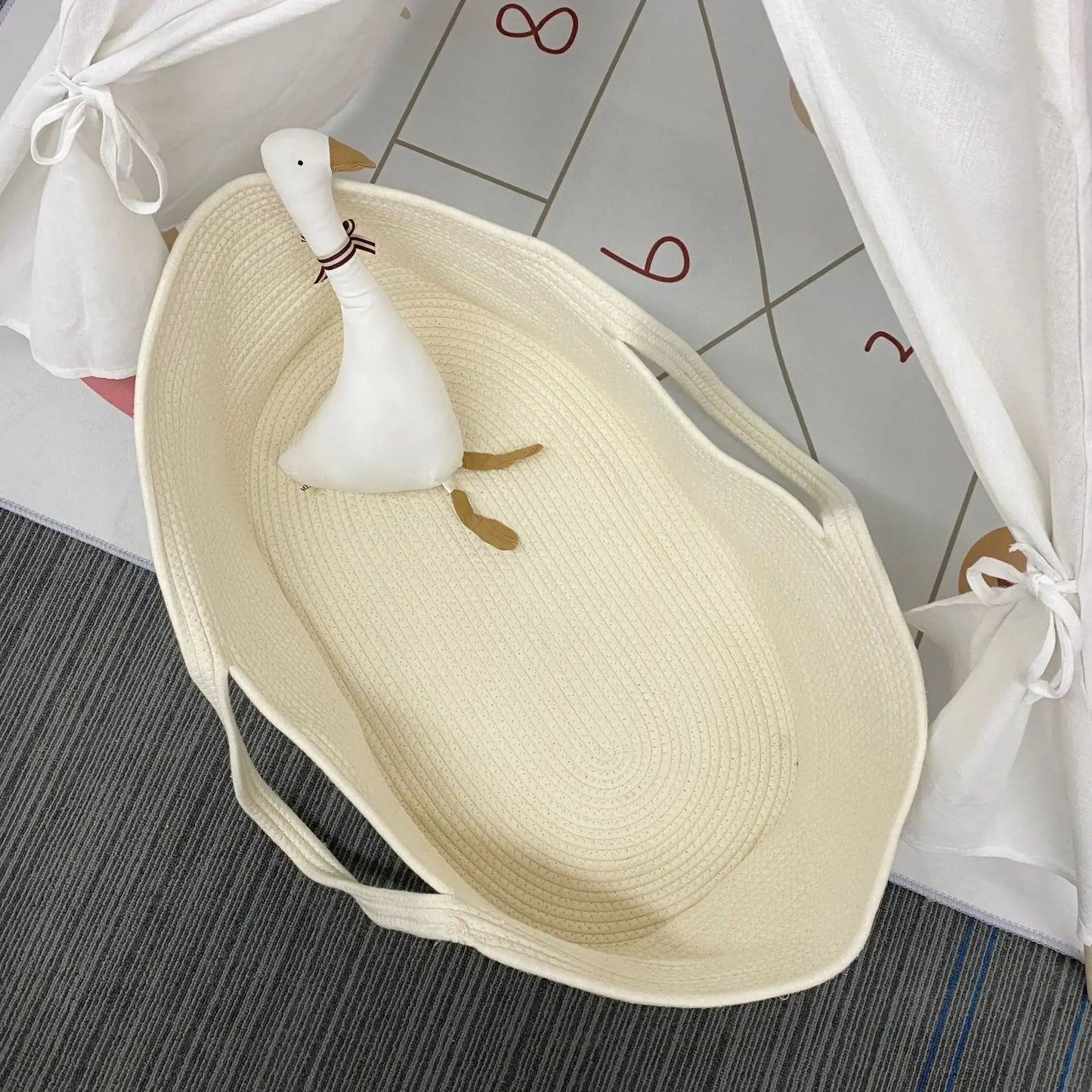Ins Newborn Hand Basket Cotton Rope Woven Crib Baby Cradle Portable Outdoor Sleeping Infant Accessories Photography Props Gifts