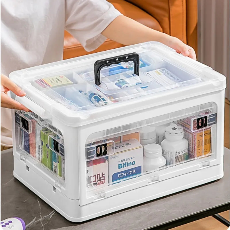 Medicine  Large Capacity Household Storage Box Transparent Emergency Medicine Box Foldable Multi-functional Sorting Box