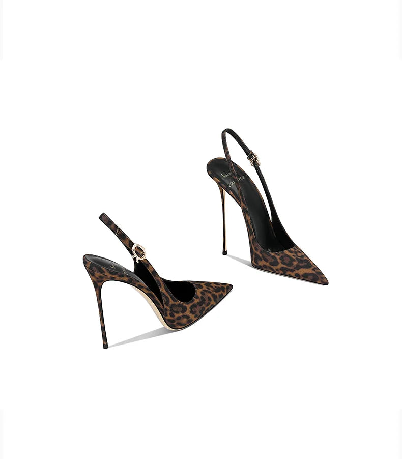 2025 new leopard print pointed French high-end sense small man not tired feet with skirt stiletto high heels women