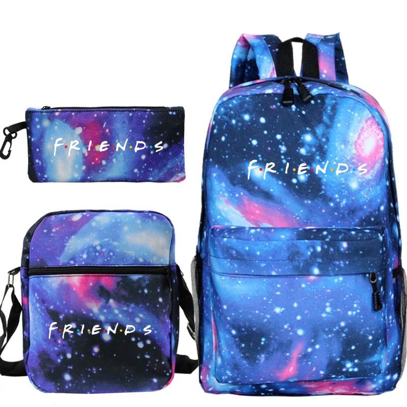 3 Pcs Set Backpack Girls Boys Mujer TV Friends Print Backpacks Fashion School Bags Teenage Friends Knapsack Children Book Bags - AIAZ