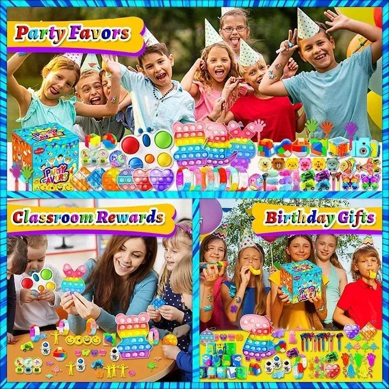 120/206pcs Kids Birthday Party Favors Set Toys Children Pinata Filler Bulk Supplies Boys Girls Classroom Carnival Prizes Favors - AIAZ