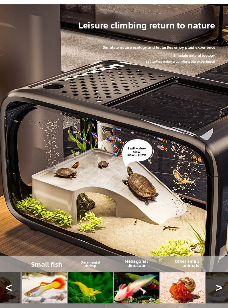 Creative Aquarium Fish Tank Ecological Landscape Set Integrated Filtration Oxygen Generation Machine Transparent Turtle Tank