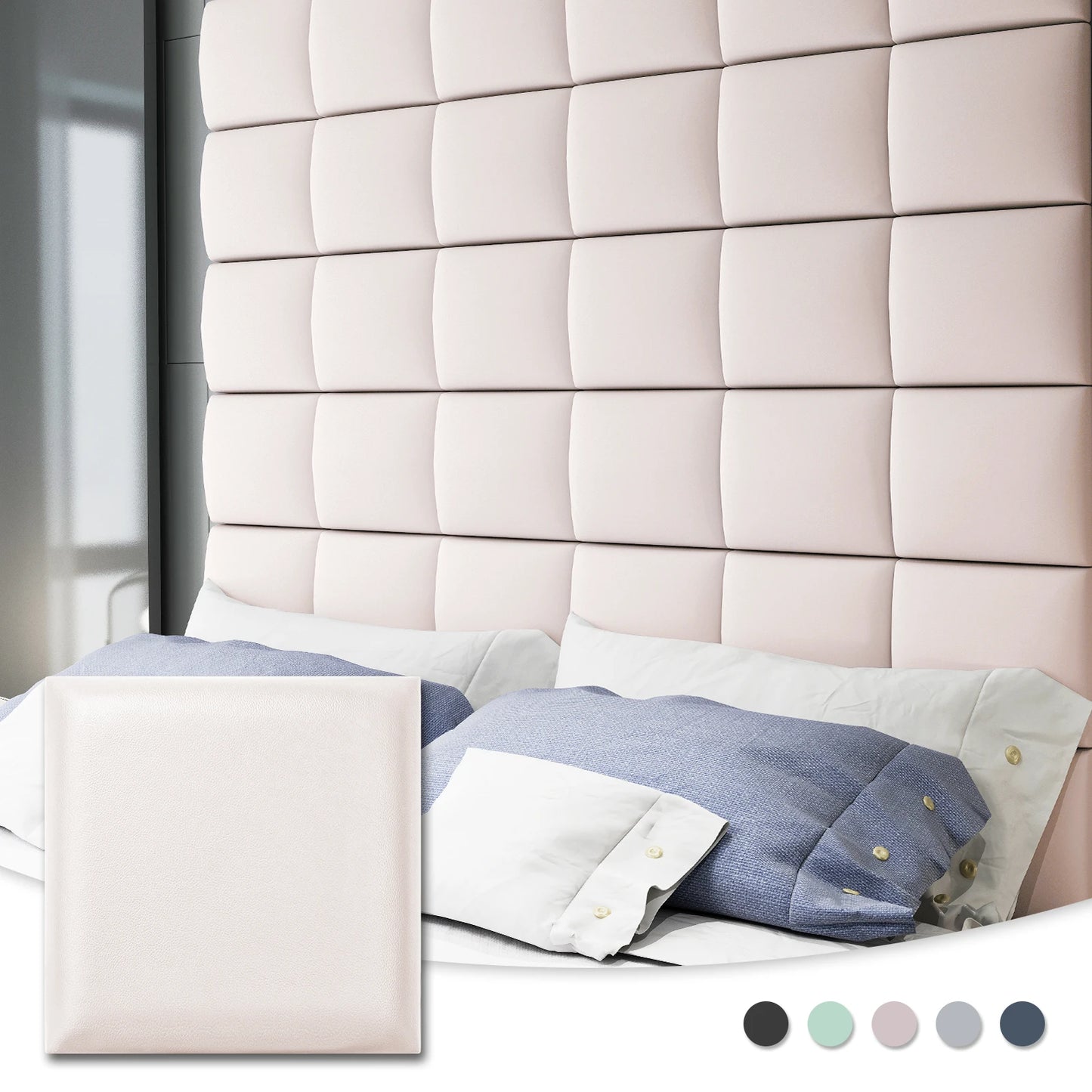 Art3d Adjustable Headboard for King, Twin, Full and Queen, Wall Mounted Upholstered Wall Panels (6 PCS, 9.84" x 9.84")